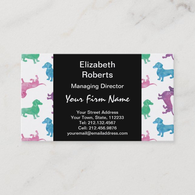 It's Raining Dachshunds Business Card (Front)