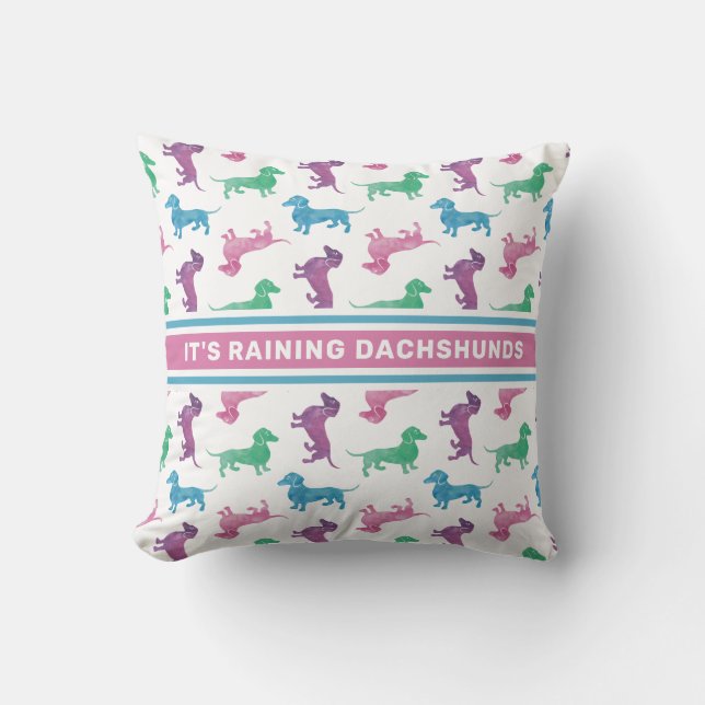 It's Raining Dachshunds Cute Pastel Doxies Cushion (Front)