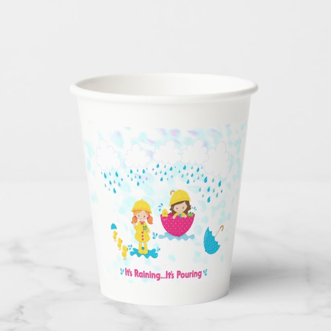 It's Raining It's Pouring Rainy Day Shower Paper Cups (Front)