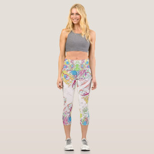 It's raining paddles and pickleballs jeweltone. capri leggings