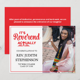 IT'S REVEREND ACTUALLY Ordination Graduation Announcement