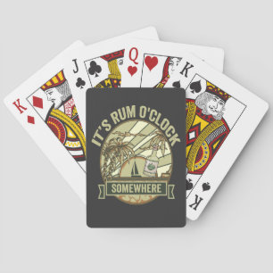 It's Rum O'clock Somewhere Funny Vintage Vacation Playing Cards