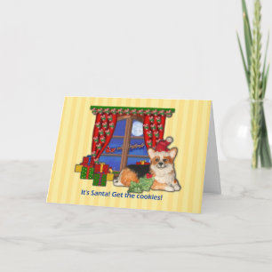 "It's Santa! Get the Cookies!"Corgi Christmas Card