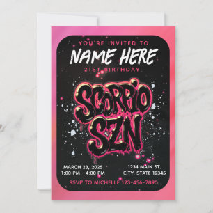 It's Scorpio Season Zodiac Birthday Invitation