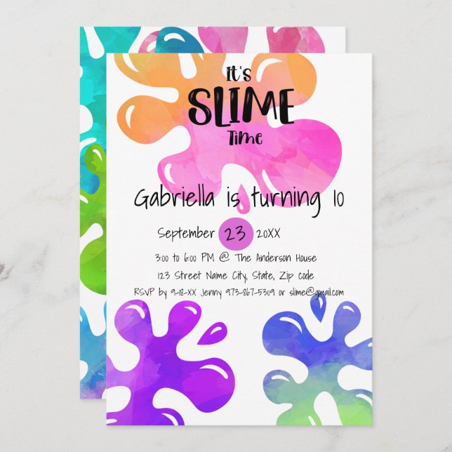 It's Slime Time Birthday Party Invitation (Front/Back)