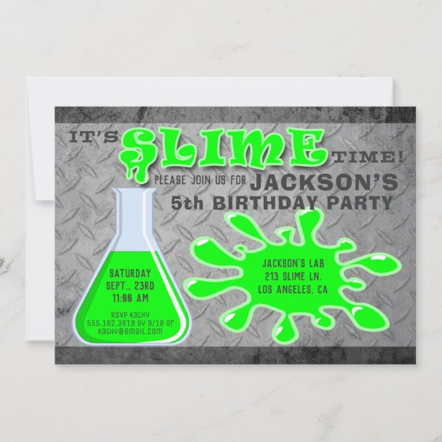 It's Slime Time! - Boy's Birthday Party Invitation (Front)