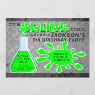 It's Slime Time! - Boy's Birthday Party Invitation