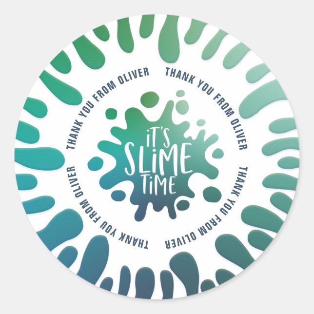 Its slime time rainbow splat birthday party classic round sticker (Front)