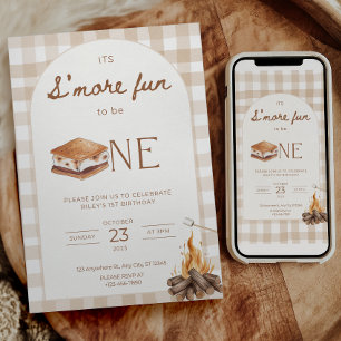 It's S'more Fun to be One Birthday Invitation Camp