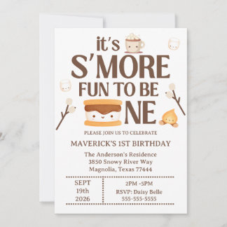 It's S'more Fun to Be One First Birthday  Invitation