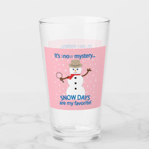 It's sNOw Mystery Detective Snowman Pink Glass