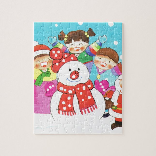 It's snow time! Merry Christmas, Kids in the snow Jigsaw Puzzle (Vertical)