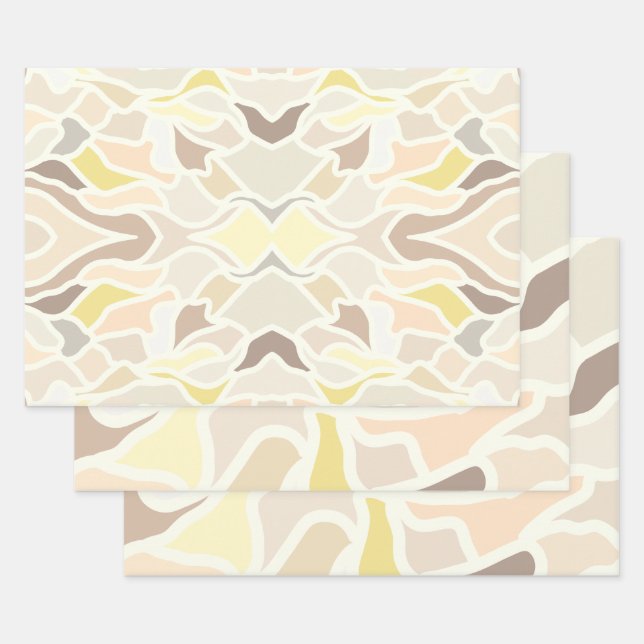 Its So Ivory Geometric Abstract Pattern  Wrapping Paper Sheet (Set)