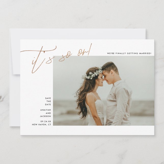It's So On | Elegant Typography Photo | Copper Save The Date (Front)