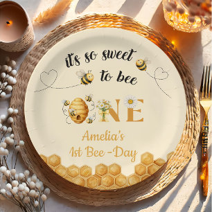 It's So Sweet To Bee 1st Birthday Paper Plate