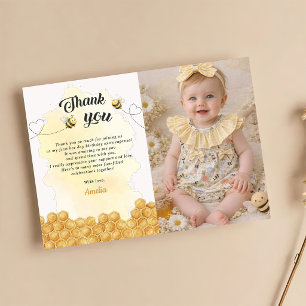 It's So Sweet To Bee Yellow Photo Birthday Thank You Card