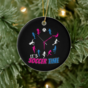 It's Soccer Time Girls Soccer Quote Ceramic Ornament