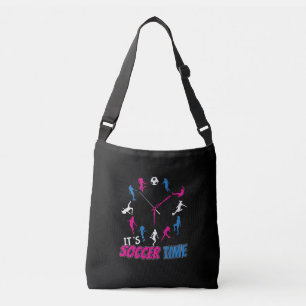 It's Soccer Time Girls Soccer Quote Crossbody Bag