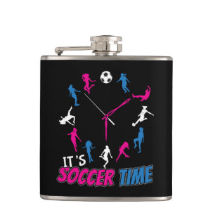 It's Soccer Time Girls Soccer Quote Hip Flask