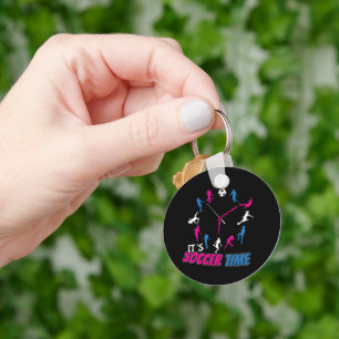 It's Soccer Time Girls Soccer Quote Key Ring