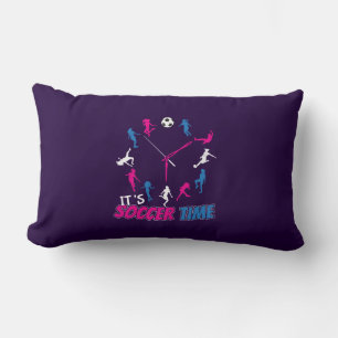 It's Soccer Time Girls Soccer Quote Lumbar Cushion