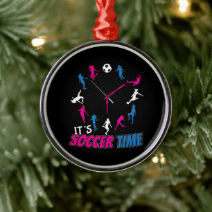It's Soccer Time Girls Soccer Quote Metal Ornament