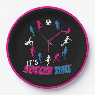 It's Soccer Time Girls Soccer Quote Paper Plate