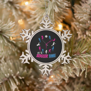 It's Soccer Time Girls Soccer Quote Snowflake Pewter Christmas Ornament