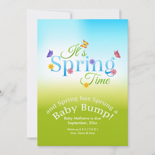 It's Spring Time Pregnancy Announcement (Front)