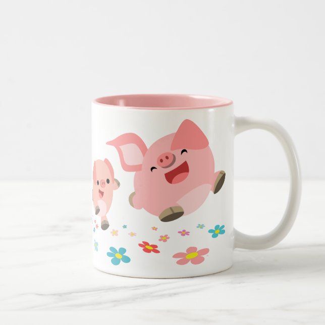 It's Spring!!-Two Cute Cartoon Pigs mug (Right)