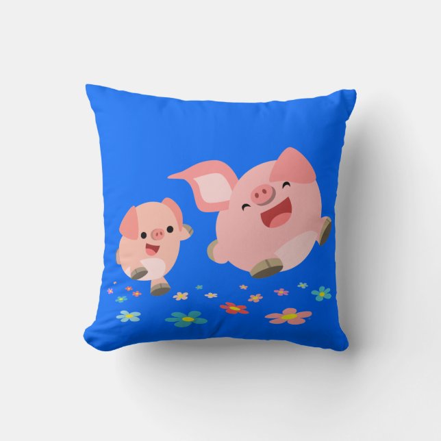 It's Spring!!-Two Cute Cartoon Pigs Pillow (Front)