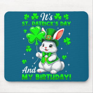 It's st. patrick's day my birthday bunny shamrocks mouse pad