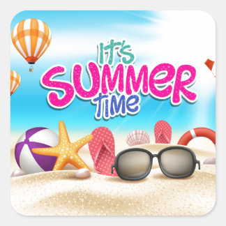 It's Summer Time Square Sticker