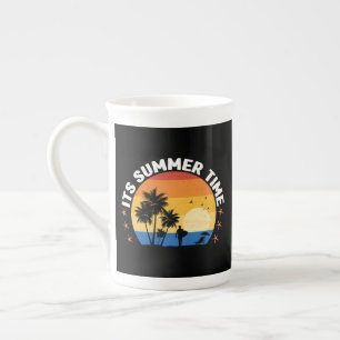 It's Summer Time Tropical Sunset Design Bone China Mug