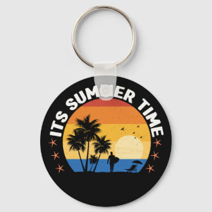 It's Summer Time Tropical Sunset Design Key Ring