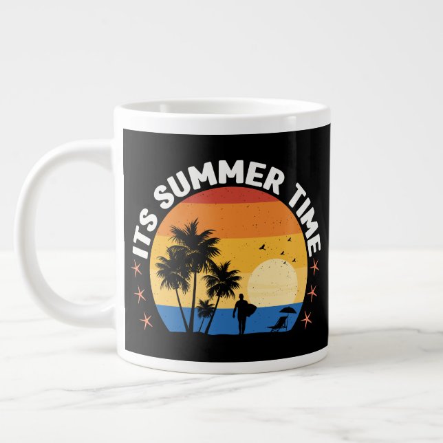 It's Summer Time Tropical Sunset Design Large Coffee Mug (Left)