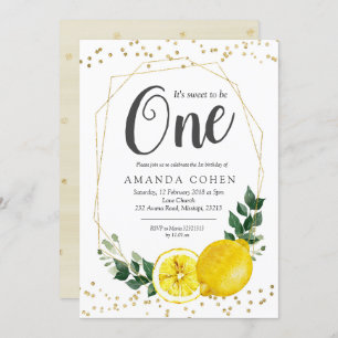 It's sweet to be one lemon birthday invitation
