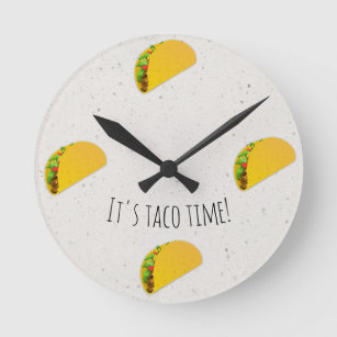 It's Taco Time Junk Food Kitchen Round Clock