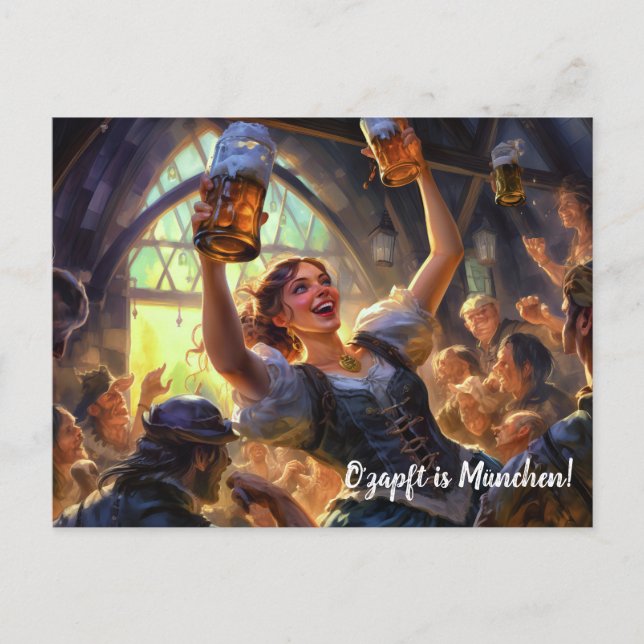 It's tapped Munich Greetings Beerfest Postcard (Front)