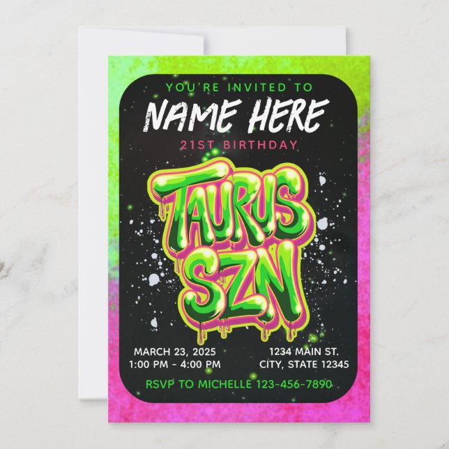 It's Taurus Season Zodiac Birthday Invitation (Front)