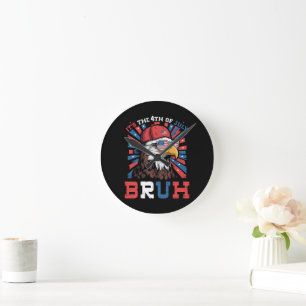 Its The 4th Of July Bruh Bald Eagle Patriotic Round Clock