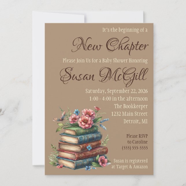 It's the Beginning of a New Chapter Baby Shower  Invitation (Front)