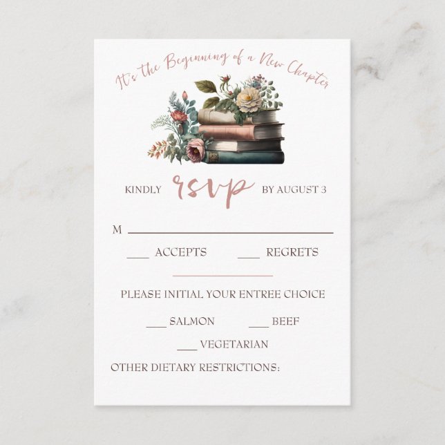 It's the Beginning of a New Chapter Bridal RSVP Enclosure Card (Front)