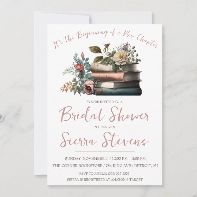 It's the Beginning of a New Chapter Bridal Shower Invitation (Front)