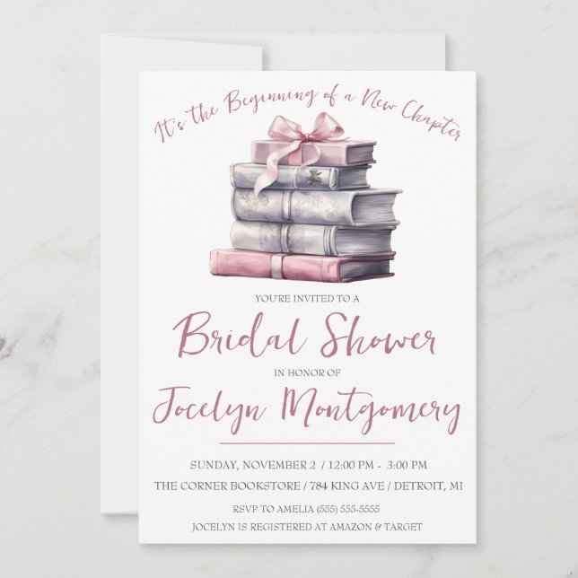 It's the Beginning of a New Chapter Bridal Shower Invitation (Front)