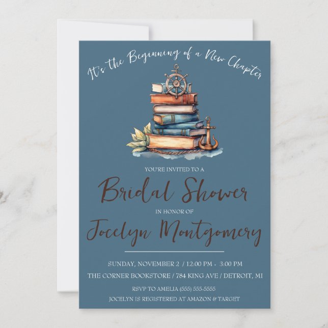 It's the Beginning of a New Chapter Bridal Shower Invitation (Front)