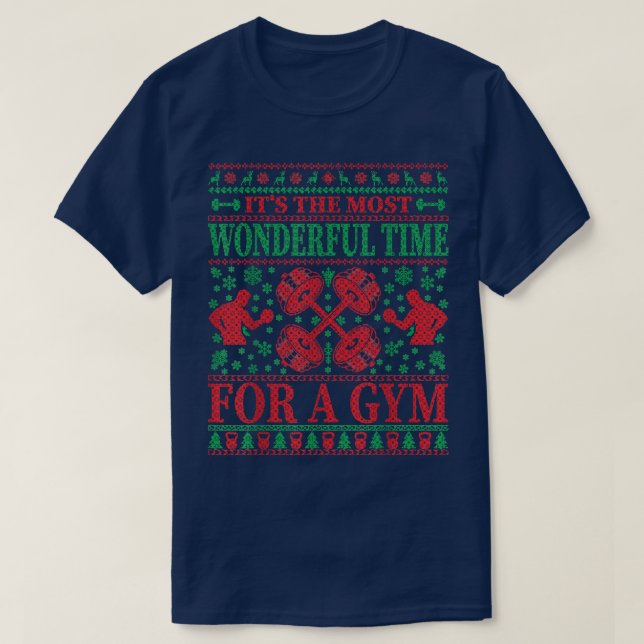 Its The Best Time For A Gym, Ugly Christmas Sweate T-Shirt (Design Front)