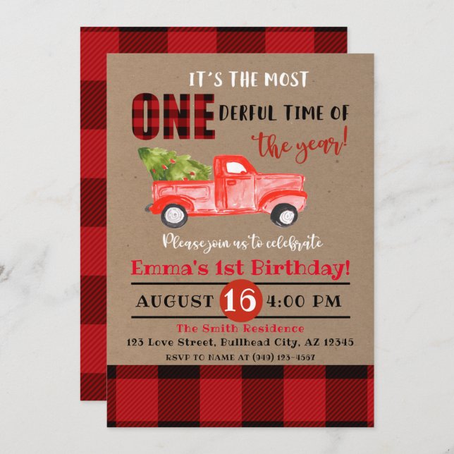 It's the most ONE-derful time of year 1st Birthday Invitation (Front/Back)