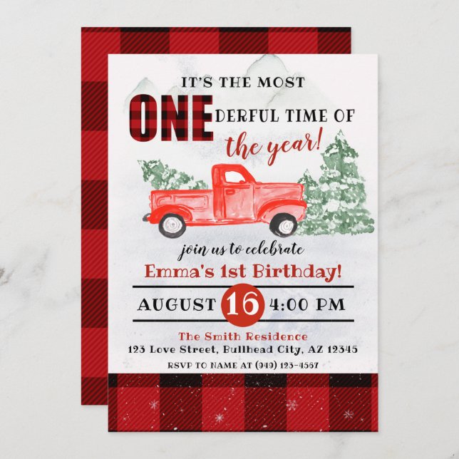 It's the most ONE-derful time of year 1st Birthday Invitation (Front/Back)