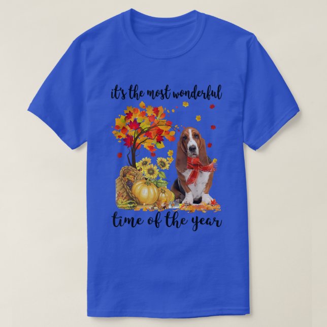 Its The Most Wonderful Autumn Time Basset Hound Pu T-Shirt (Design Front)